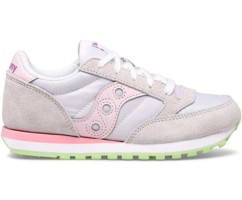 Saucony Jazz Original Kids\' Sneakers Grey / Pink / Green | Canada 814ILHS